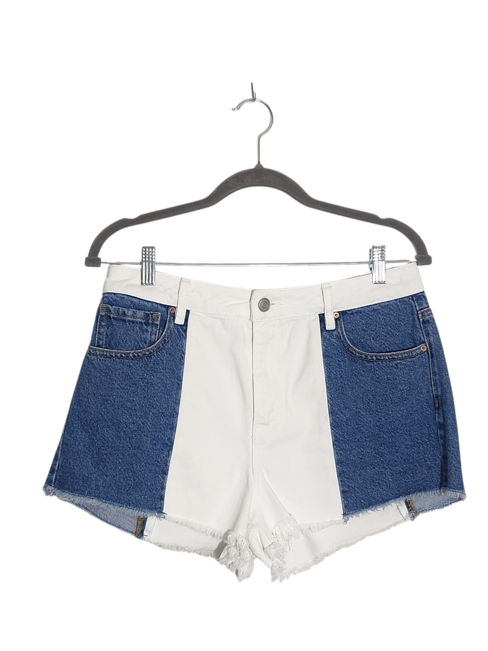 PacSun Two-Tone White and Blue Denim High Rise Festival Shorts Size 29